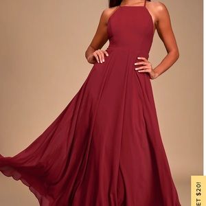 Lulu’s Mythical Kind of Love Wine Red Maxi Dress